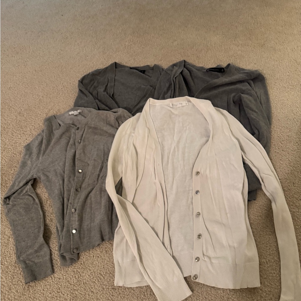 New York & Company Gray and Cream Cardigans